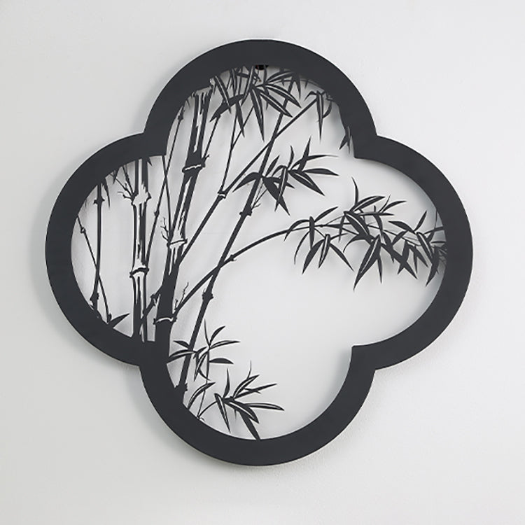 Applique murale extérieure LED en fer et acrylique avec motif bambou étanche traditionnel chinois en forme de trèfle pour jardin 