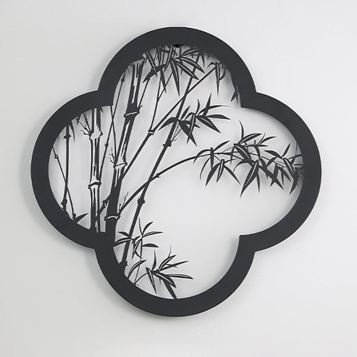 Applique murale extérieure LED en fer et acrylique avec motif bambou étanche traditionnel chinois en forme de trèfle pour jardin 
