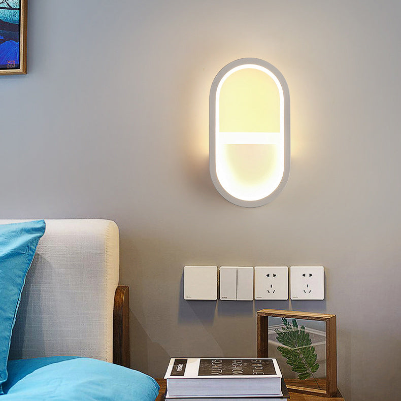Moderne minimalistische Eisen Silikon elliptische Kreisbogen LED Wandleuchte Lampe für Schlafzimmer 