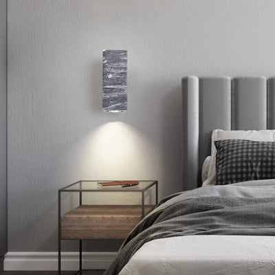 Lampe murale moderne minimaliste en cylindre carré en pierre et bois à 1 lumière pour chambre 