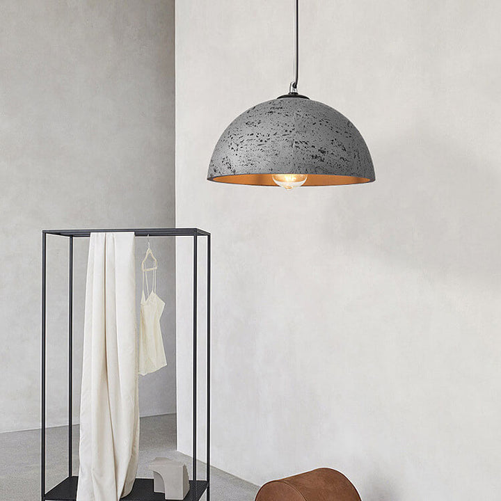 Moderne minimalistische 1-flammige Pendelleuchte mit runder Kuppel aus glasfaserverstärktem Kunststoff, handgeformt, für das Wohnzimmer 