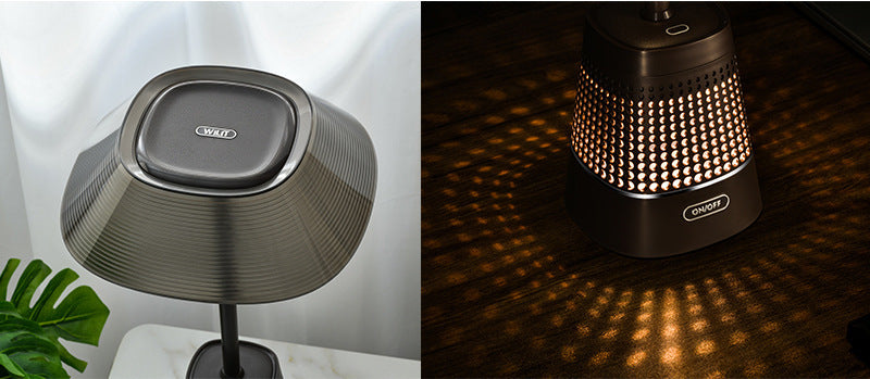 مصباح طاولة LED هندسي من المعدن ABS بتصميم بسيط وحديث لجانب السرير 