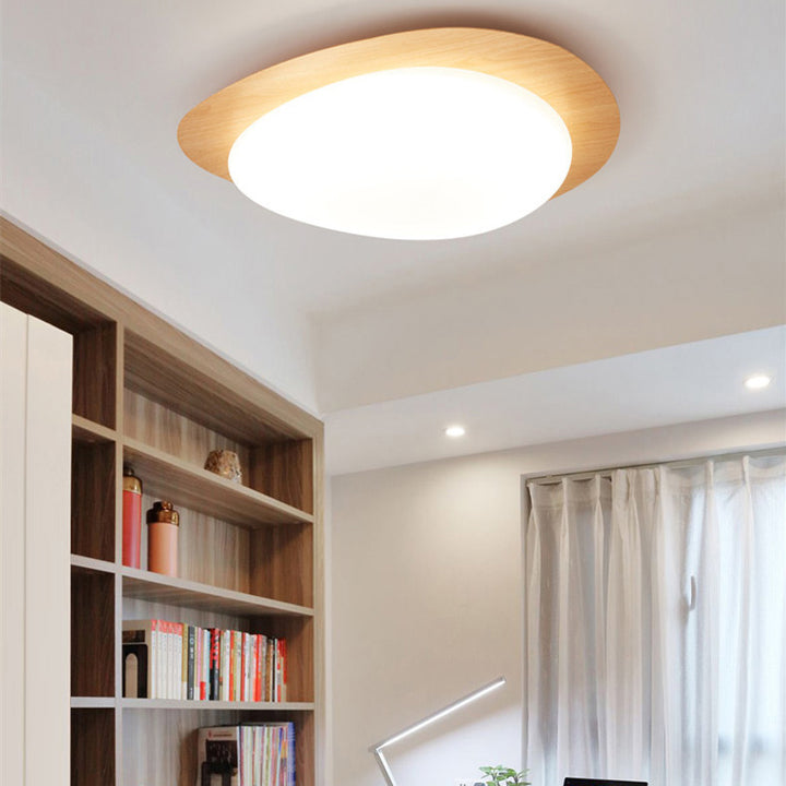 Luz de techo empotrada LED de hierro acrílico con forma de guijarro escandinavo contemporáneo para dormitorio 