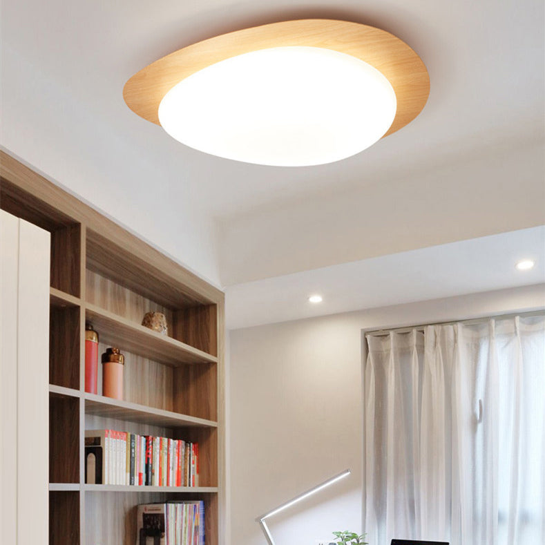 Contemporary Scandinavian Pebble Shape Iron Acrylic LED Flush Mount Ceiling Light For Bedroom