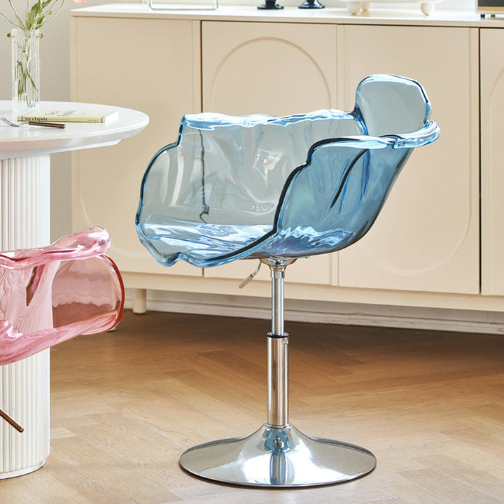 Contemporary Creative Petal Shape PC Liftable Dining Chair Backrest Armrest For Dining Room
