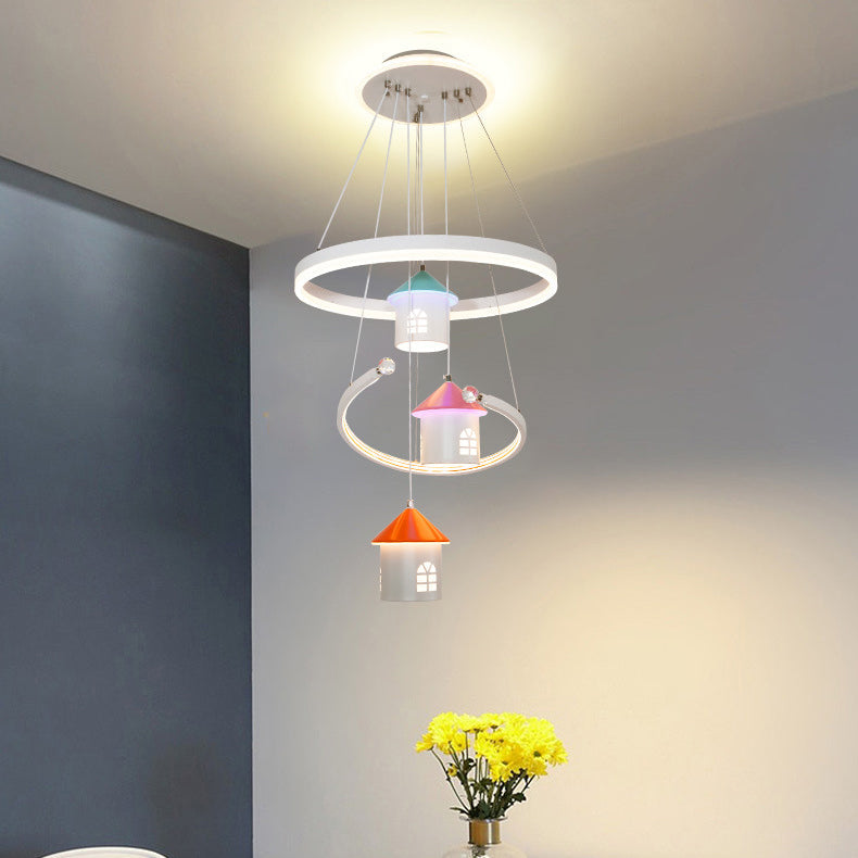 Chandelier LED en fer acrylique pour salon avec branche ronde minimaliste moderne et citrouille 