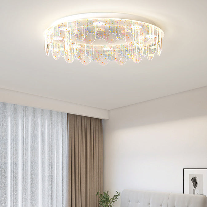 Zeitgenössische kreative Eisen Acryl Runde Wolke Stern Stück LED Unterputz Deckenleuchte für Wohnzimmer 