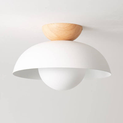 Modern Simple Wrought Iron Log Bowl-Shaped 1-Light Semi-Flush Mount Ceiling Light