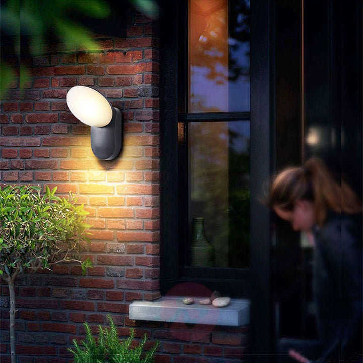Zeitgenössische industrielle wasserdichte Aluminium-PC-Rundschirm-LED-Wandleuchte für den Garten 