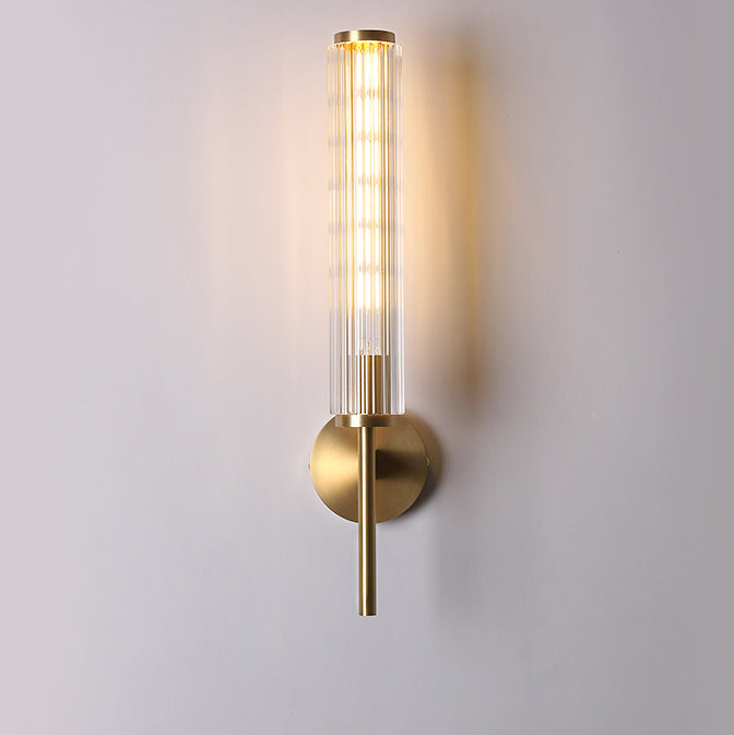 Moderne Luxus Messing Glas Zylinder 1-Licht Wandleuchte Lampe für Schlafzimmer 