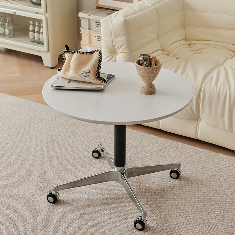 Zeitgenössischer Einfachheit MDF Runder Couchtisch Höhenverstellbar Neigung Caster Für Wohnzimmer 