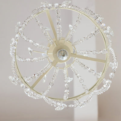 Traditional French Vintage Crystal Round Lamp Beads 1-Light Pendant Light For Bedroom