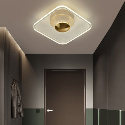 Contemporary Luxury Geometric Circular Vertical Grain Acrylic LED Semi-Flush Mount Ceiling Light For Living Room