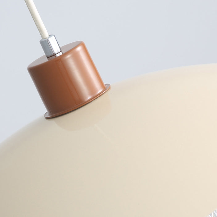 Moderne minimalistische cremefarbene runde Pod-Pendelleuchte aus Eisen mit 1 Licht für das Wohnzimmer 