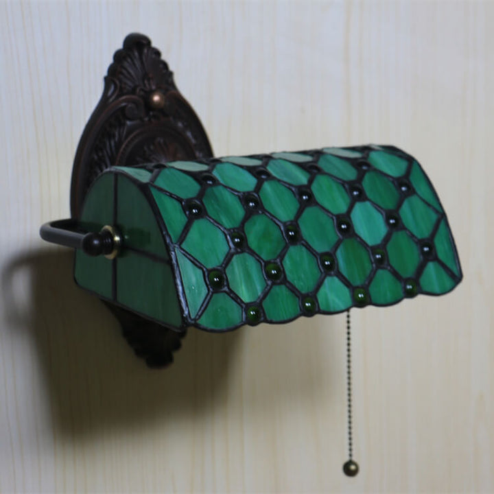 Traditional Tiffany Lucite Beads Stained Glass 1-Light Wall Sconce Lamp For Bedroom