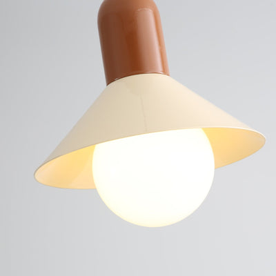 Contemporary Simplicity Macaron Iron Geometric Cone Shape 1-Light Pendant Light For Living Room