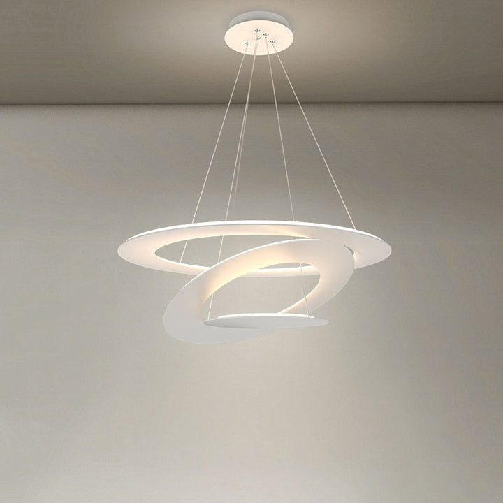 Lustre à LED en fer contemporain créatif à plusieurs niveaux en forme de soucoupe volante pour salon 