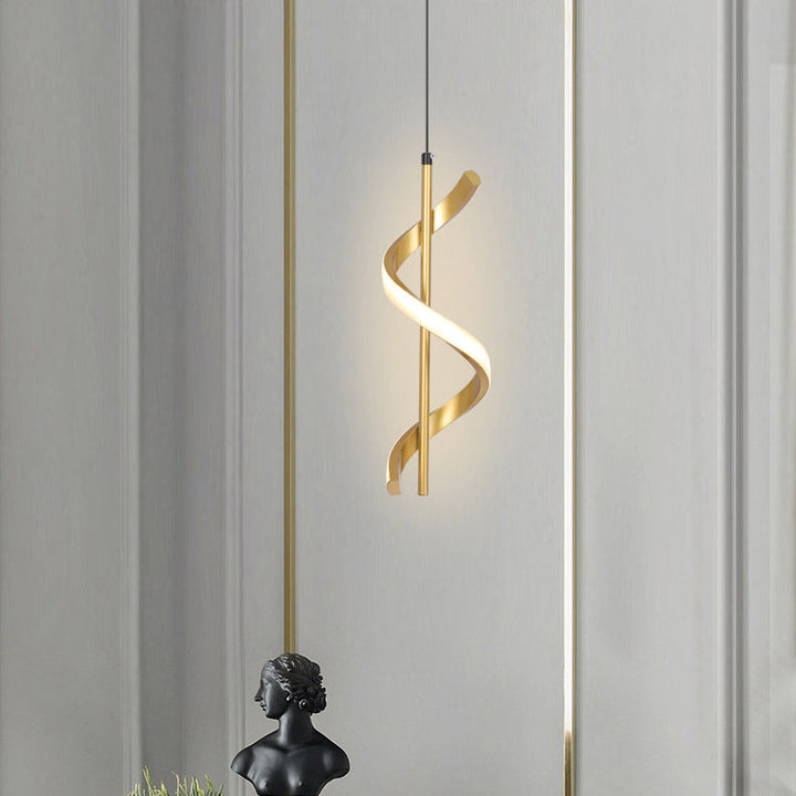 Suspension LED moderne minimaliste en forme de cylindre en spirale en fer et silicone pour chambre 