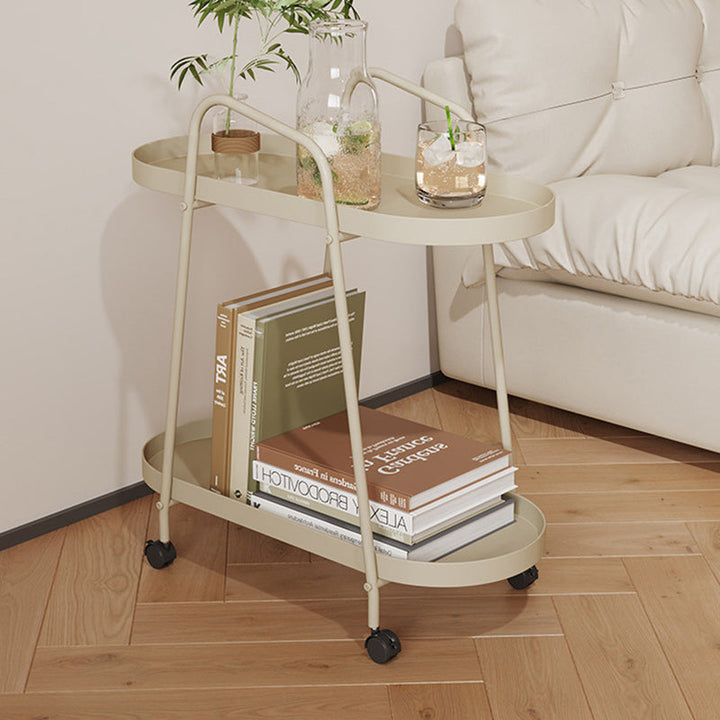 Moderner minimalistischer langer ovaler Eisen-Entfernungstisch, 2-stufig für das Wohnzimmer 