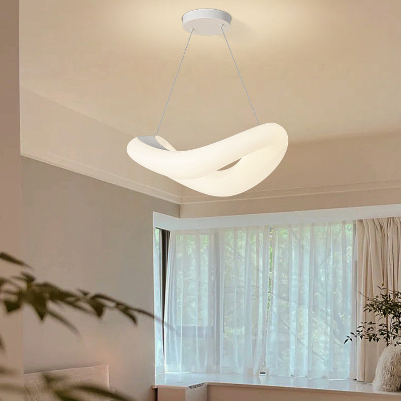 Lámpara colgante LED de hardware de anillo de onda PE minimalista moderna para dormitorio 