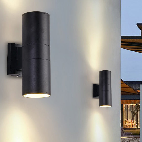 Contemporary Industrial Cylindrical Aluminum Glass Up And Down Luminous LED Waterproof Wall Sconce Lamp For Outdoor Patio