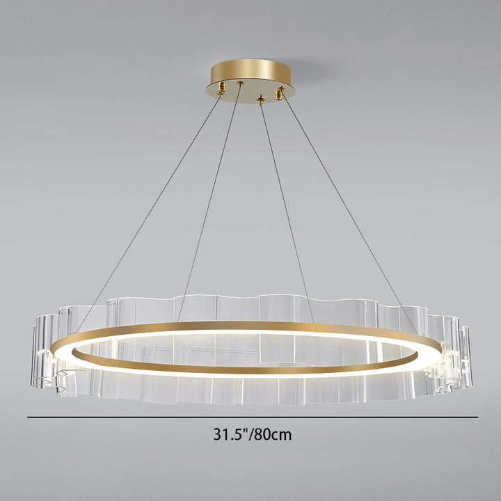 Contemporary Scandinavian Circle Wave Acrylic Iron LED Chandelier For Living Room