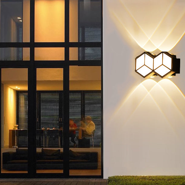 Lámpara de Aplique de Pared LED de Lozange de Acrílico de Aluminio Impermeable Tradicional Europea para Patio Exterior 