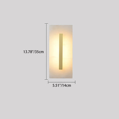 Lampe murale à LED 1 lumière en laiton carré en marbre chinois de luxe 