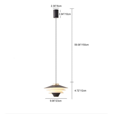 ضوء قلادة LED معاصر إبداعي متعدد الطبقات مستدير على شكل صحن طائر من الحديد والألمنيوم والأكريليك لغرفة النوم 