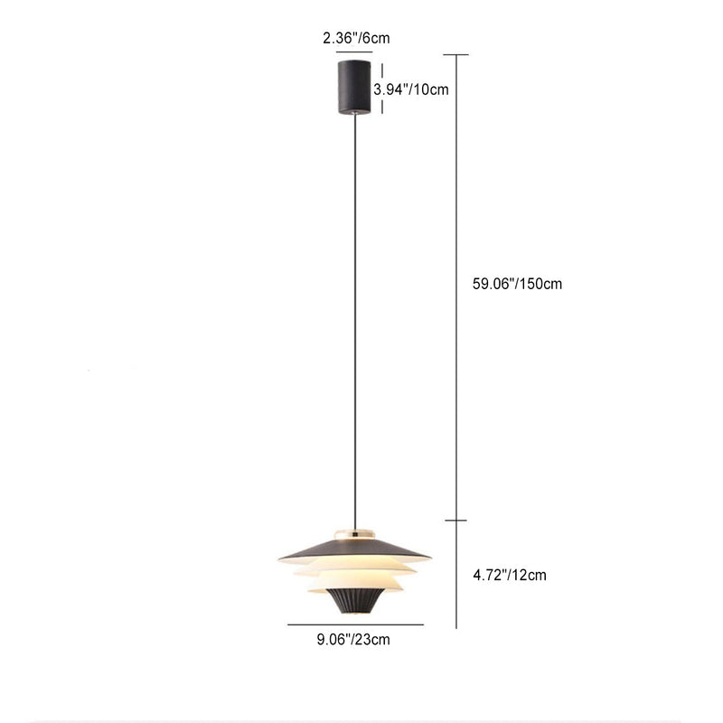 ضوء قلادة LED معاصر إبداعي متعدد الطبقات مستدير على شكل صحن طائر من الحديد والألمنيوم والأكريليك لغرفة النوم 