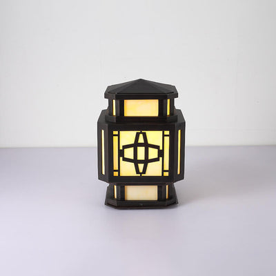 Outdoor New Chinese Faux Marble Geometric Post Head 1-Light Garden Landscape Light