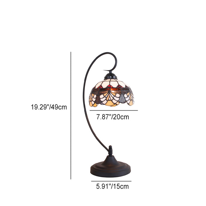 Traditionelle Tiffany Eisenglas Blumen Wellhorn 1-Licht Tischlampe für Arbeitszimmer 