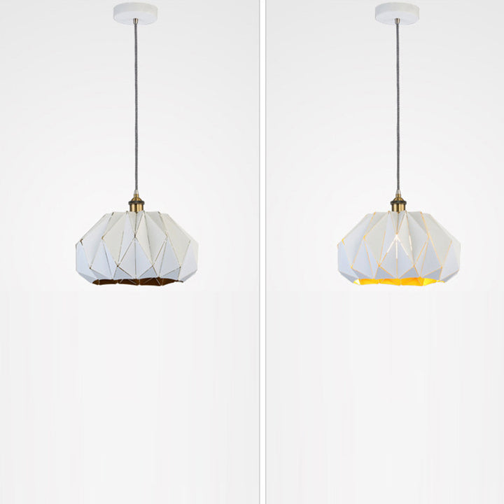 Contemporary Industrial Iron Aluminum Hollow Diamond 1-Light Pendant Light For Dining Room