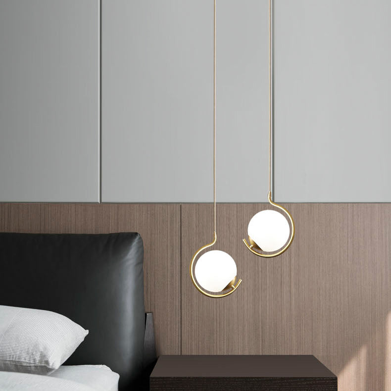 Boule de Verre Nordique Contemporaine Fer Suspension Luminaire 1-Lumière Pour Salon 