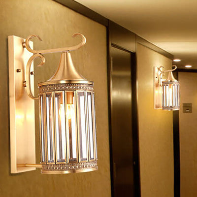 Zeitgenössische Luxus-Kupfer-Glas-Röhrenschirm 1/3-Licht Wandleuchte für Wohnzimmer 
