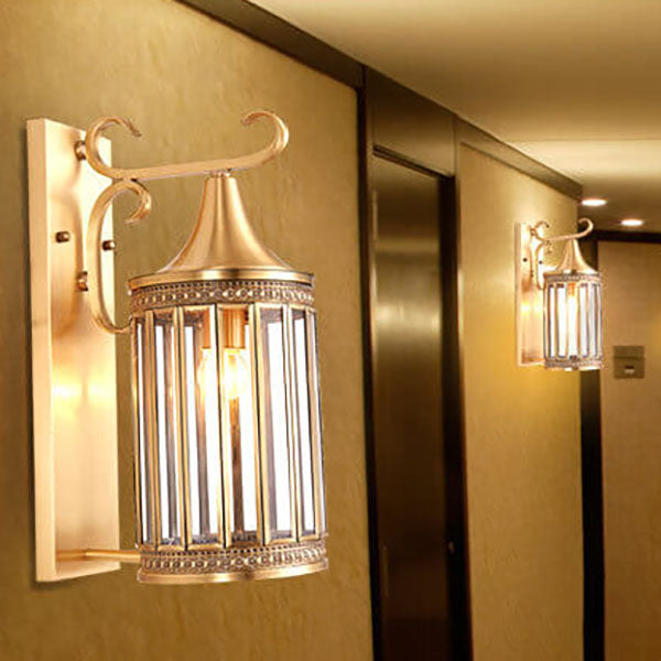 Zeitgenössische Luxus-Kupfer-Glas-Röhrenschirm 1/3-Licht Wandleuchte für Wohnzimmer 