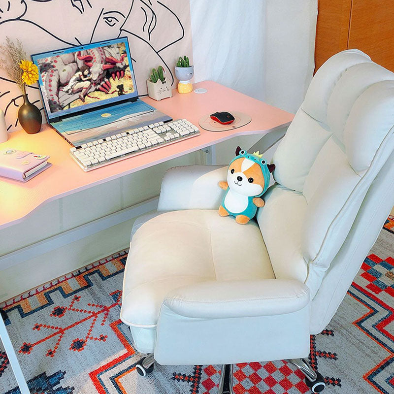 Moderner minimalistischer quadratischer rechteckiger PU-Leder-Edelstahl-Schreibtischstuhl mit Rückenlehne und Armlehne für das Home Office 