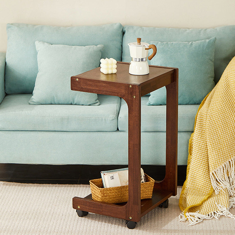Modern Minimalist Rectangular MDF Nan Bamboo Side Table 2-Tier For Living Room