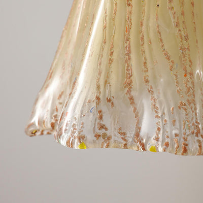 Moderne minimalistische Blume Nussbaum Messing Glas 1-Licht Pendelleuchte 
