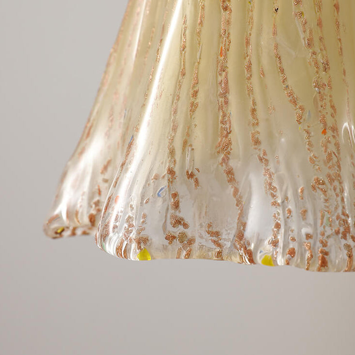 Moderne minimalistische Blume Nussbaum Messing Glas 1-Licht Pendelleuchte 