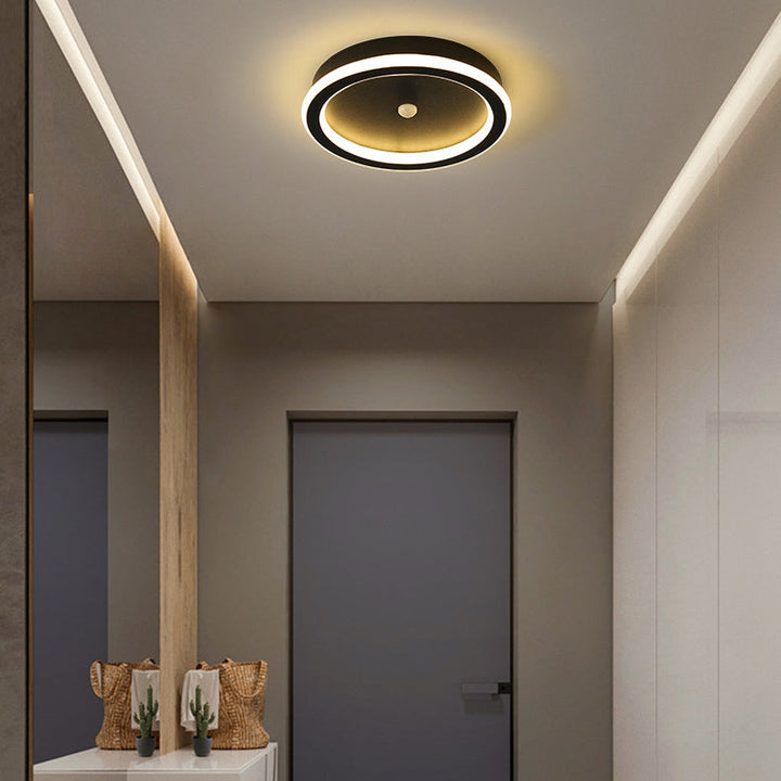 Plafonnier LED en fer aluminium PVC à montage affleurant rhombique rond minimaliste moderne pour salon 