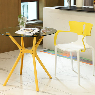 Chaise de salle à manger contemporaine scandinave PP carré point d'exclamation dossier accoudoir pour salle à manger 