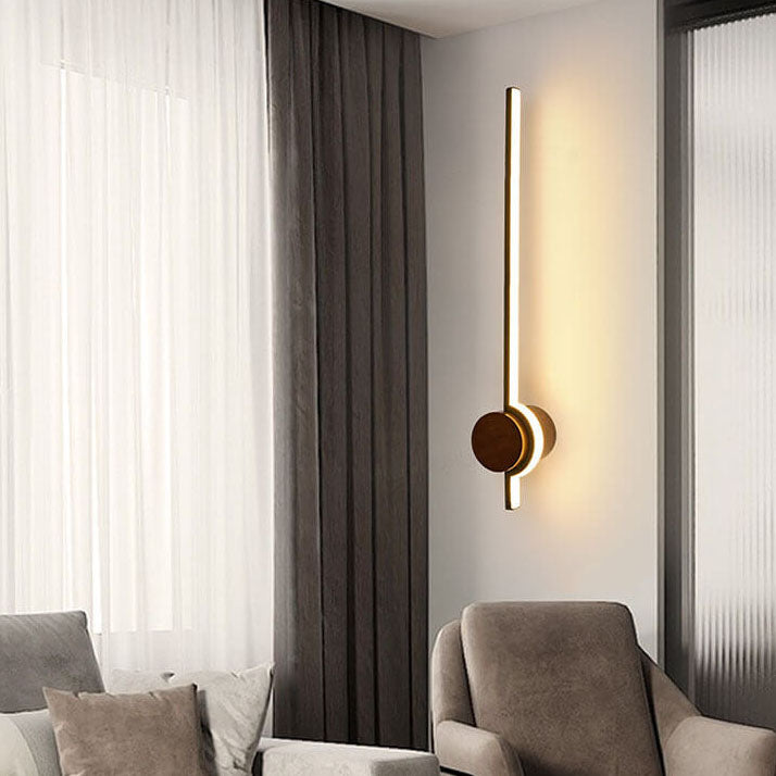 Japanese Modern Long Strip Aluminum Rubber Wood Acrylic LED Wall Sconce Lamp