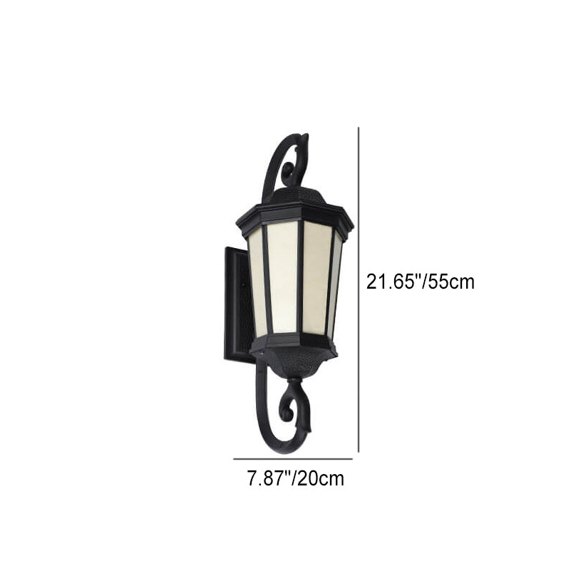 Retro Octagonal Lantern Aluminum Faux Lucite Waterproof 1-Light Outdoor Wall Sconce Lamp