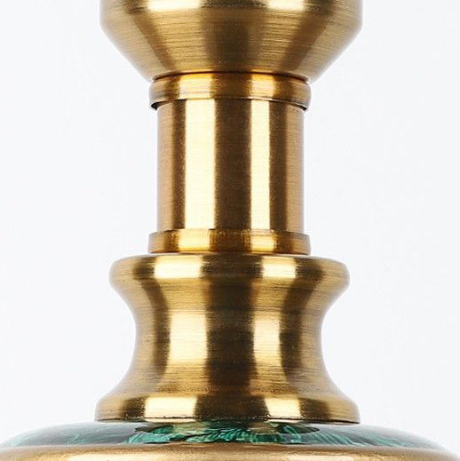 Traditionelle europäische Zylinder Keramik Stoff Eisen 1-Licht Tischlampe für Schlafzimmer 