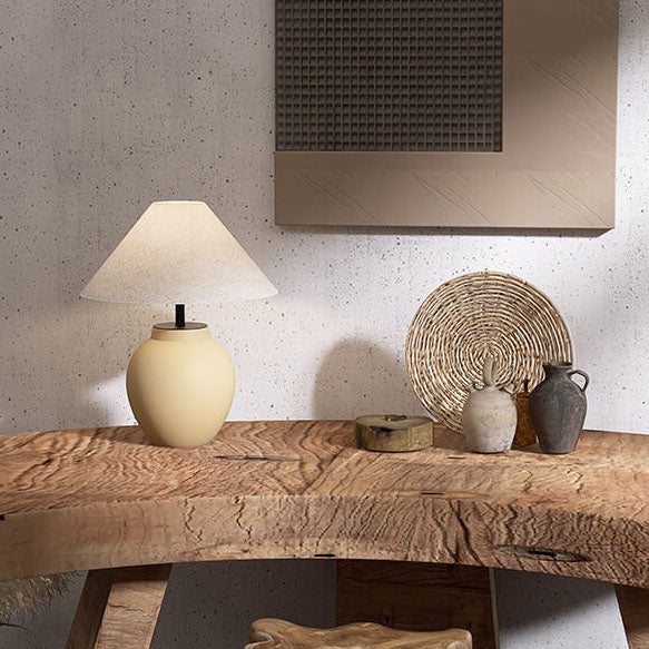 Modern Japanese Metal Ceramic Pot 1-Light Table Lamp