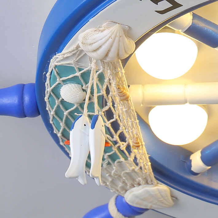 Creative Cartoon Plastic Sailboat Helmsman LED Flush Mount Ceiling Light