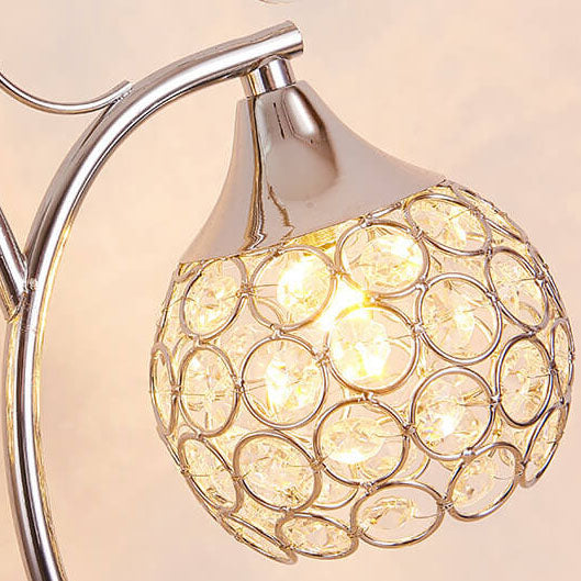 Moderne Art Deco Blumenzweig Design Kristall Eisen 2-Licht Tischlampe für Schlafzimmer 