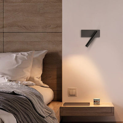 Lámpara Aplique de Pared LED de Cilindro de Ángulo Ajustable Rectangular Minimalista Moderna de Aluminio para Dormitorio 