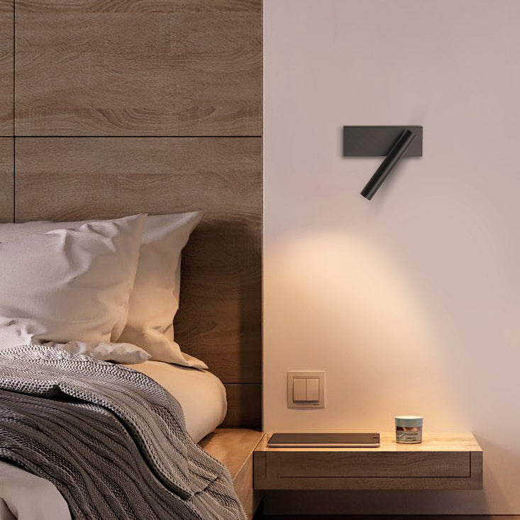 Lámpara Aplique de Pared LED de Cilindro de Ángulo Ajustable Rectangular Minimalista Moderna de Aluminio para Dormitorio 